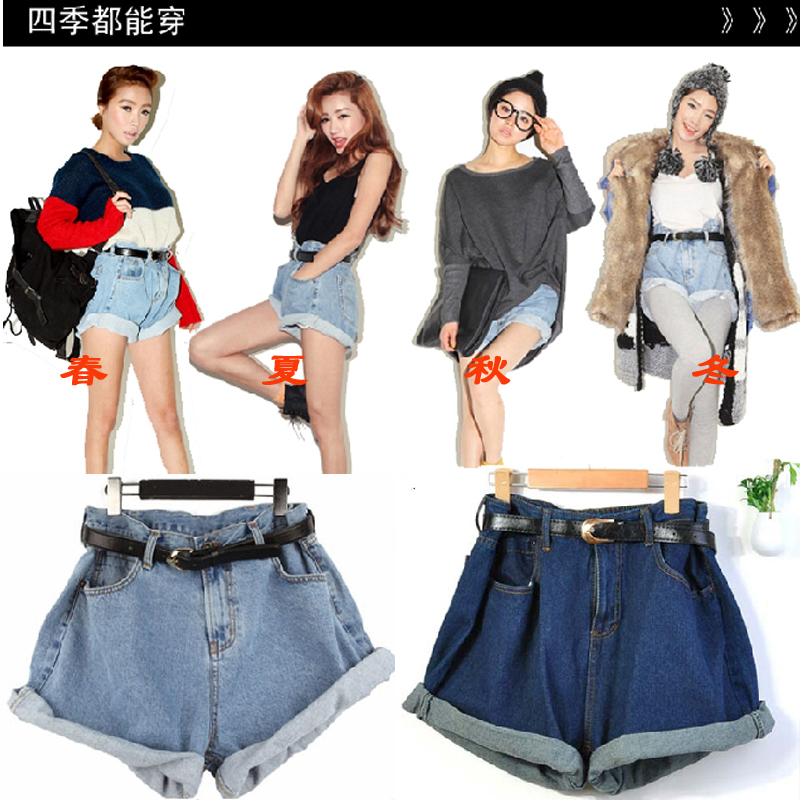 601 sty nda spring and summer shorts roll-up hem loose plus size female fashion vintage high waist shorts