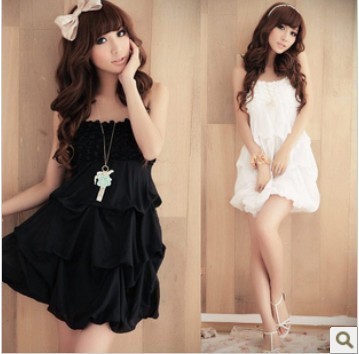 602 spring one-piece dress women's sweet suspender skirt summer chiffon one-piece dress