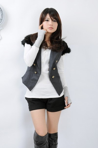 6028 2013 new arrival suit small vest real fur cuff Free shipping