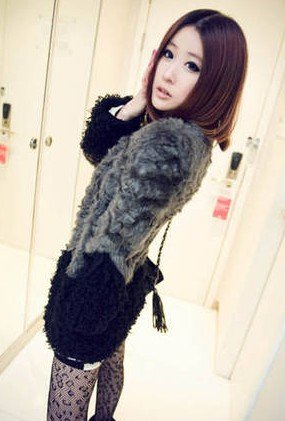 6043 Korean Women 2012 fall and winter new high temperament faux leather the plush grass mixed colors jacket