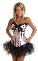 609+001 - Intimates , Shapers , Bustiers , Pink Burlesque Polka Dot Corset and Pettiskirt