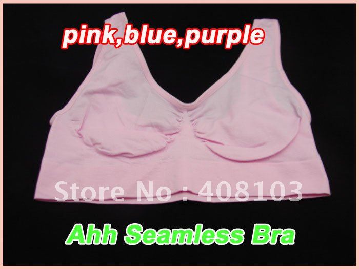 60pcs/lot Ahh Bra Shear Ahh Seamless Leisure Bra pink,blue,purple 3 color a set no other select(opp bag)