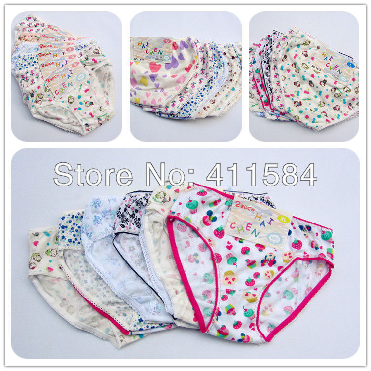 60pcs/lot Cotton girl's underpants breathable cotton children's underpants Cotton plain weave 5SIZE MANY COLOR