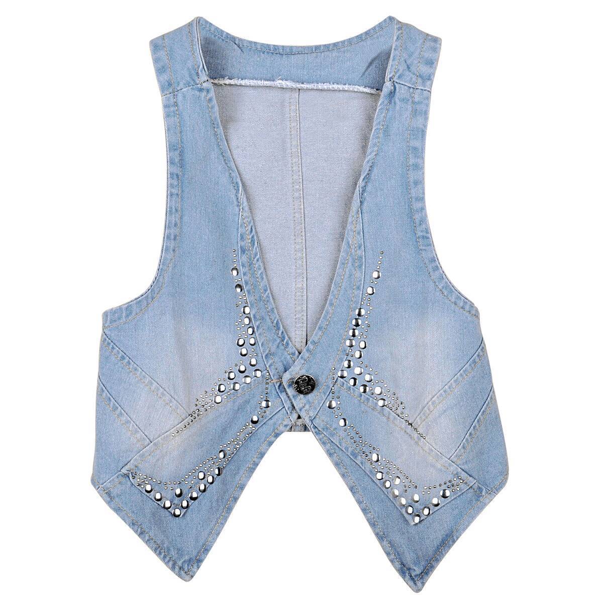 610 professional vest paillette rhinestones denim vest