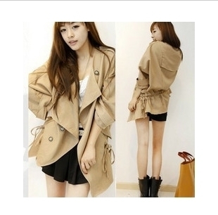 6167 women's 2012 elegant loose drawstring trench