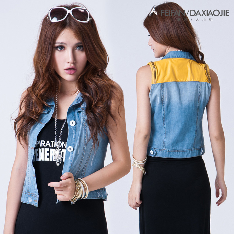 6216 # new sleeveless vest fashion ladies vest denim vest female spring and summer cowboy Free Shipping