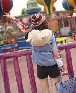 622 2012 women's cartoon with a hood wadded jacket vest thickening