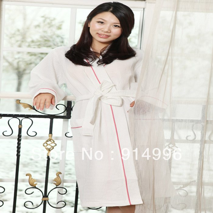 65%cotton 35%polyester waffle style kimono bathrobe . robes for women kimono bathrobe