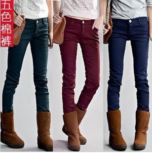 650 autumn and winter plus size elastic boot cut jeans thickening plus cotton mid waist multicolour plus velvet jeans pencil