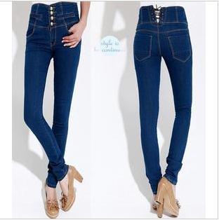 668 2012 women's new arrival all-match cross straps high waist jeans trousers female