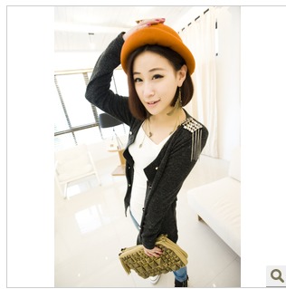 678 autumn punk rivet epaulette double breasted sweater