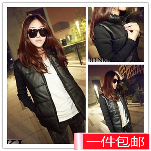 678 women's thread pillow slim leather clothing wadded jacket cotton-padded jacket lovers