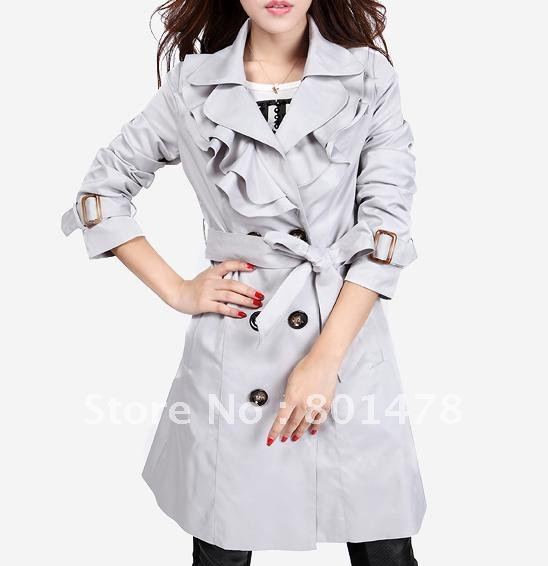 68 2012 autumn ruffle suit collar plus size women's trench outerwear 86211