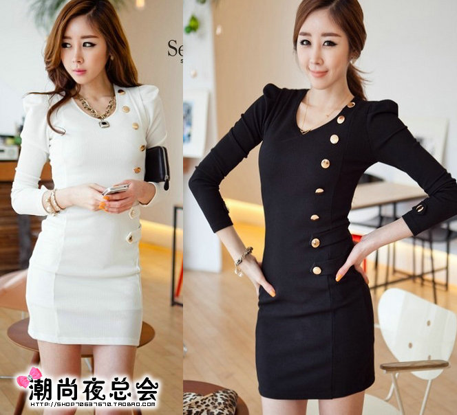 680 long-sleeve fashion 2012 one-piece dress women's elegant slim ol skirt white