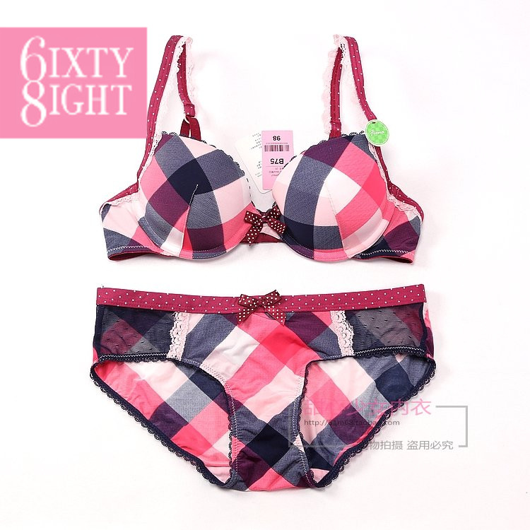 6ixty8ight autumn and winter fashion plaid gentlewomen underwear comfortable bra set br507