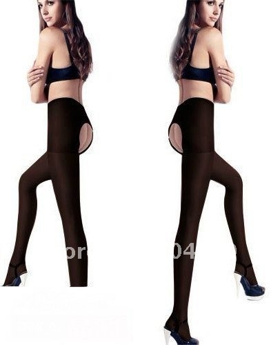 6pcs/lot 2012 hot sale new design women's modern sexy black open crotch spandex opaque panty stockings