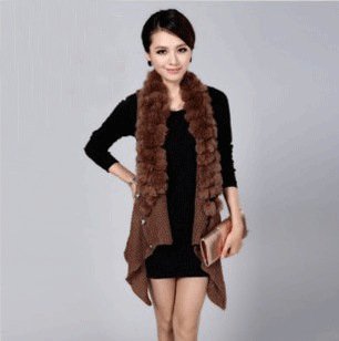 6t Autumn and winter women's fur rex rabbit hair sheep wool knitted yarn vest female fashion elegant women outerwear casual