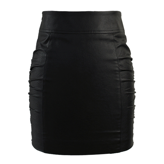 7 Brand 2013 spring Olsen twins classic brief double pleated slim all-match hip leather skirt exclusive high street fashion