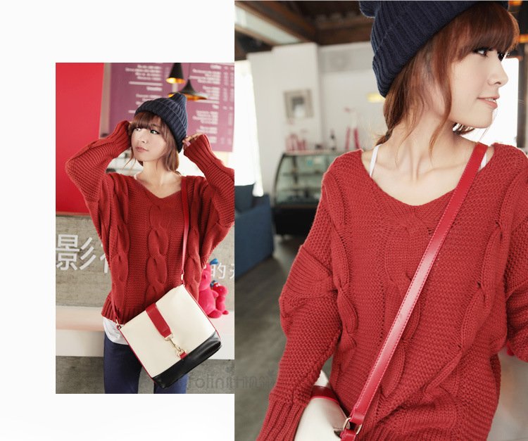 7 Colors Autumn and winter knitting Pullovers loose long-sleeved Sweaters Women 8903