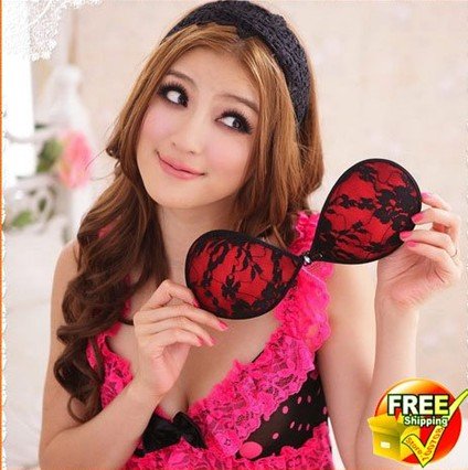 7 pcs Sexy Invisible Bra Red Self-Adhesive Strapless Silicone Enhancer super Breast stickiness wholesale free shipping G003 C