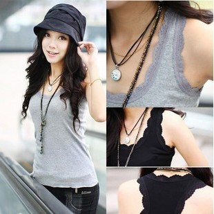 7001 lace decoration tank women's long design basic spaghetti strap top spaghetti strap vest