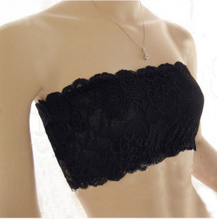 7046 high-elastic widening black lace tube top tube top basic tube top