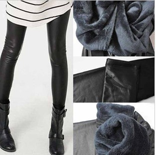 7133 big thick ! winter beaver matte velvet faux leather ankle length trousers double layer thickening legging