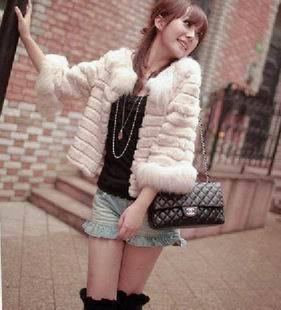 733 2012 autumn and winter women o-neck short design faux fur wool slim short design coat