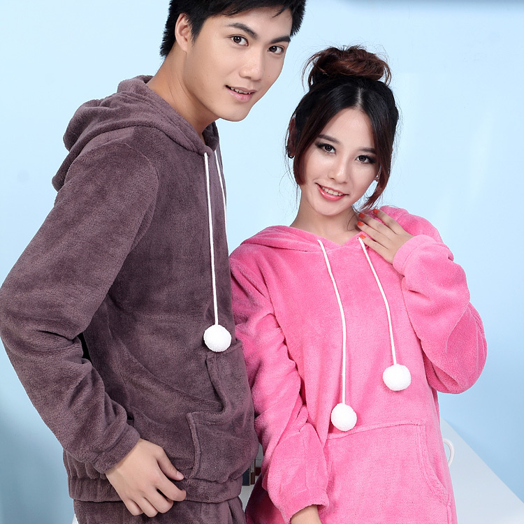 78.3 ! autumn and winter with a hood sports casual lovers hooded thickening coral fleece sleepwear lounge