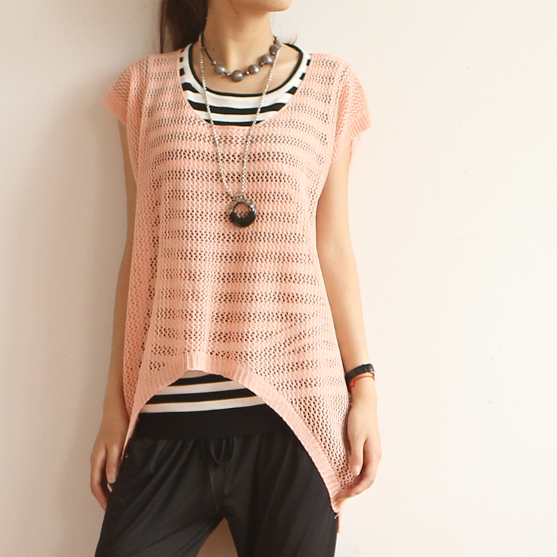 7964 - 0.33 2012 autumn medium-long loose outerwear stripe spaghetti strap sweater twinset