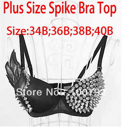 7pcs/lot go go fashion stripe  sexy gold silver leather angel wing spiked sudded bra top,punk rock gothic bra  top Free shipping