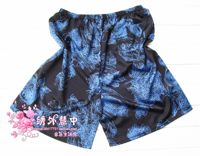 8.8 male summer faux silk trunk aro pants pajama pants panties shorts at home pants beach pants