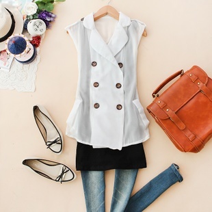 8 Aik-t368 female 2012 summer double breasted twinset chiffon vest all-match h-13