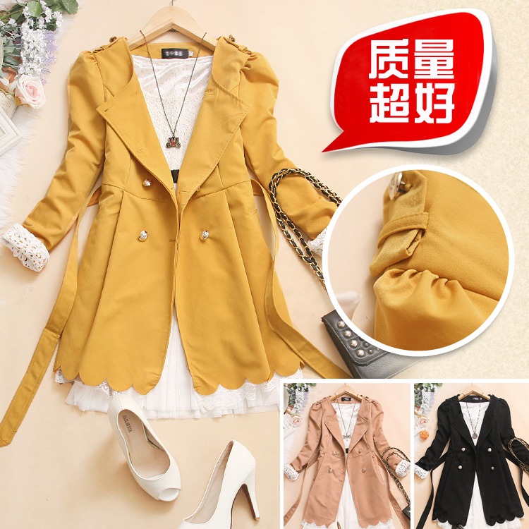 8 Awx-u237 2012 spring and autumn women's lace double breasted slim outerwear trench i-13