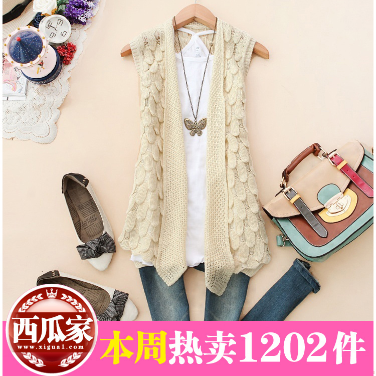 8 Bga-t347 female 2012 autumn women's three-dimensional crochet knitted vest h-13