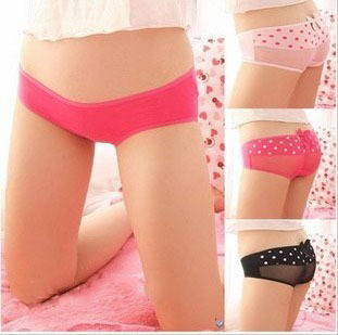 8 dot bow panties lace gauze low-waist sexy briefs