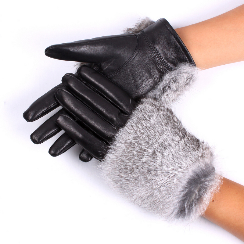 800 sheepskin gloves Women rabbit short thin genuine leather gloves 4