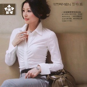 8004 2013 women's spring professional shirt female chest pleated sleeve length shirt