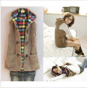 801 berber fleece horn button cotton vest women outerwear vest wool waistcoat vest