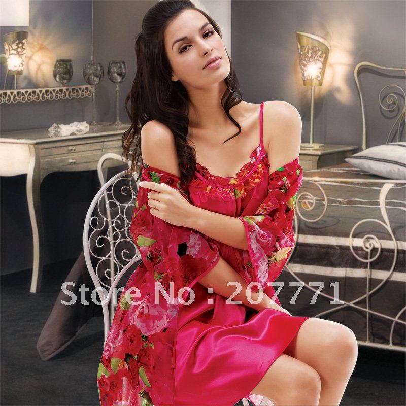 8024  sexy  silk women's spaghetti strap nightgown, women silk  sleepwear  ,women silk  pajamas