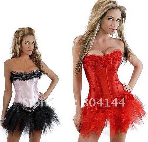 #8103-Intimates , Shapers , Bustiers , Black Satin Embroidered Corset - Overbust Corsets ,S--2XL