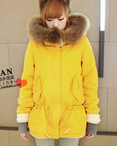 8382 2012 ultralarge raccoon fur pumpkin lacing cotton-padded jacket