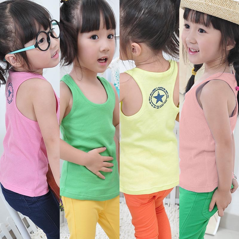 8505 girls clothing child vest female child 100% cotton vest tank