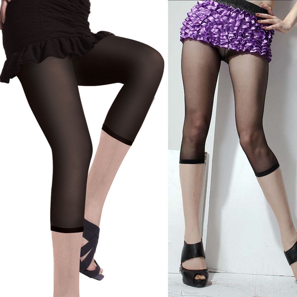 8537 summer ultra-thin meat Core-spun Yarn colorful silk shank length trousers socks lace decoration stockings