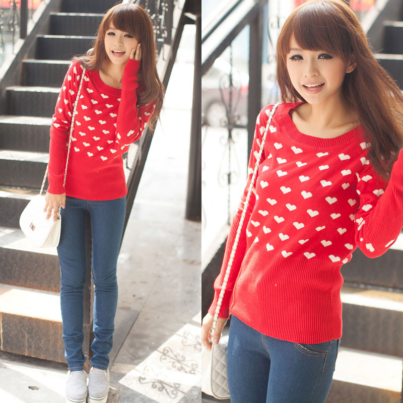 855 2012 autumn basic love slim waist sweater slim long-sleeve sweater female