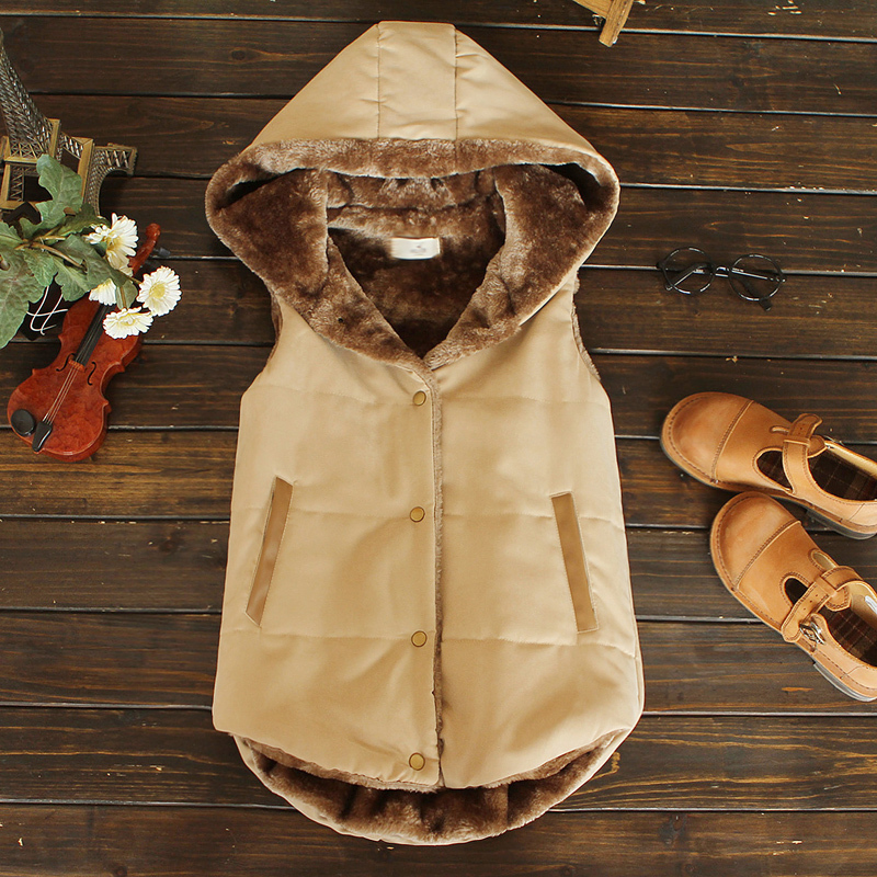 8645 - 0.61 2013 all-match thickening coral fleece with a hood vest cotton vest Free Shipping