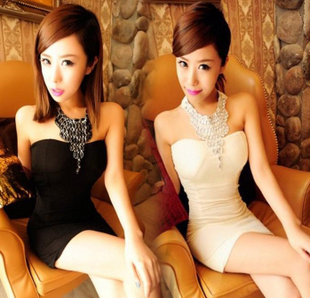 8678 2013 Sexy Dresses Pearl Rhinestones Halter-neck Tube Top Formal Fashion Dresses 170041