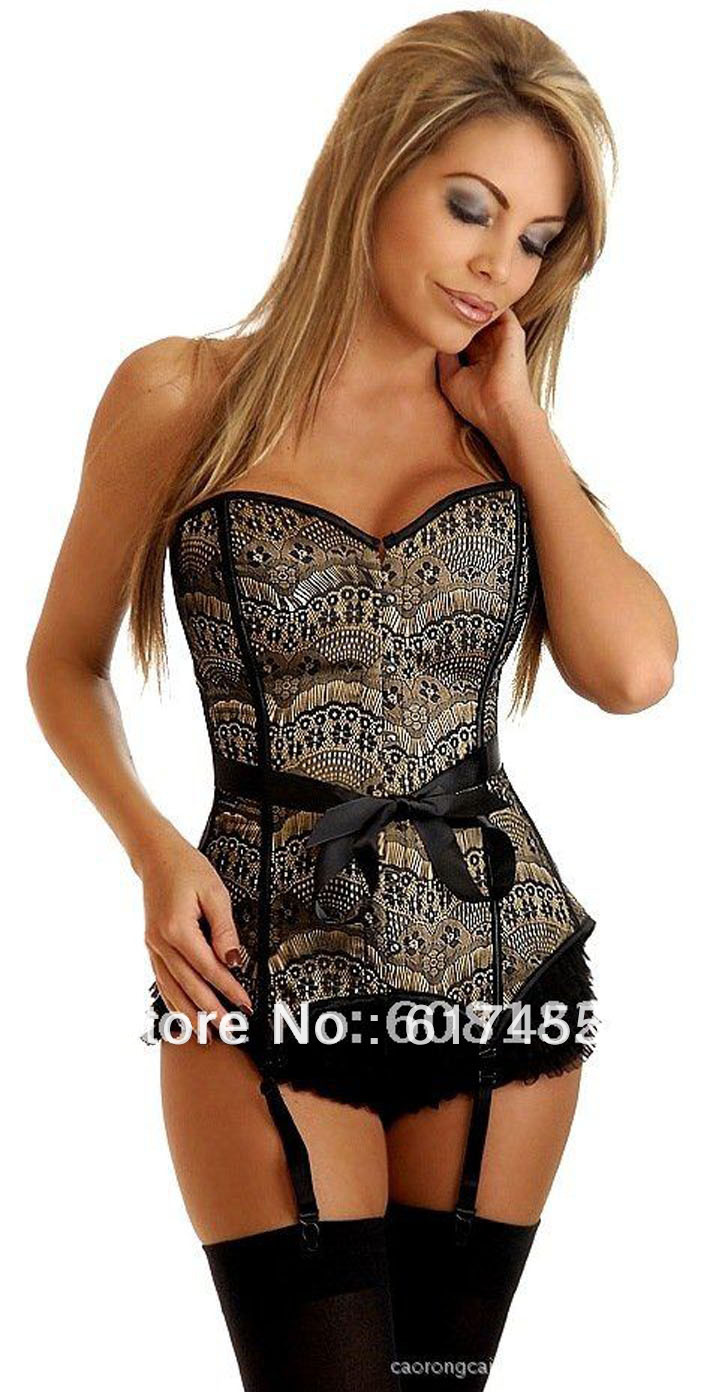 879 apricot Fashion lady shaper sexy lingerie  Lace up Corset