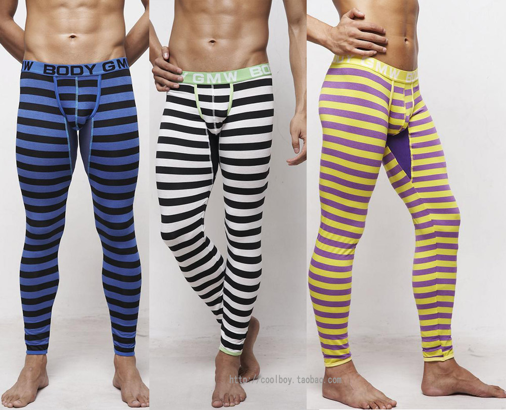 88 gmw low-waist male long johns loungewear modal stripe underwear autumn and winter thermal legging