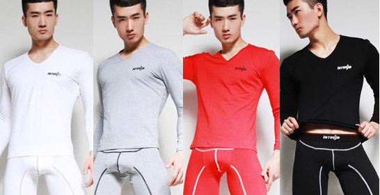 88 intouch male long johns V-neck basic underwear long-sleeve 100% cotton long johns 536